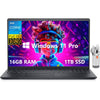 Dell Inspiron 3520 Laptop, 15.6" FHD Business Computer, 16GB RAM, 1TB SSD, Intel Core i5-1235U, Wi-Fi 6, Windows 11 Pro, Numeric Keypad, SD Card Reader, Bluetooth, Intel UHD Graphics, Black