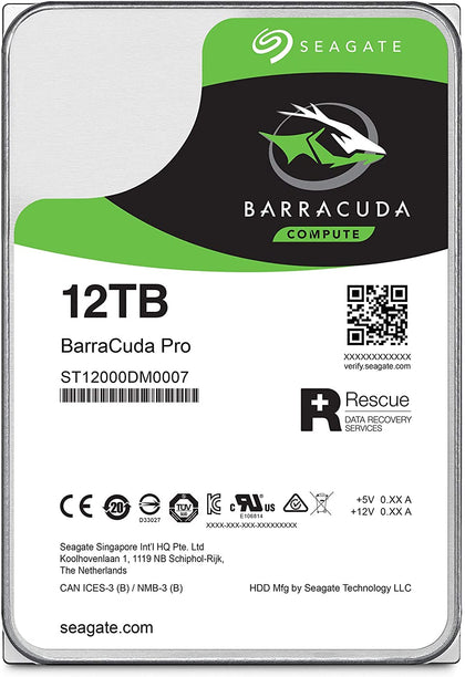 Seagate BarraCuda Pro 12TB Internal Hard Drive Performance HDD – 3.5 Inch SATA 6 Gb/s 7200 RPM 256MB Cache for Computer Desktop PC Laptop, Data Recovery – Frustration Free Packaging (ST12000DM0007)